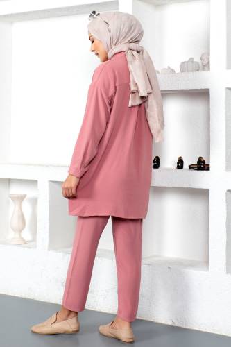 Kolları Manşetli İkili Takım TSD230211 Gül Kurusu - 5