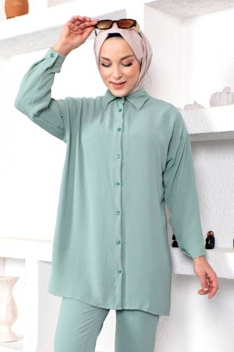 Kolları Manşetli İkili Takım TSD230211 Mint Yeşili - Tesettür Dünyası (1)