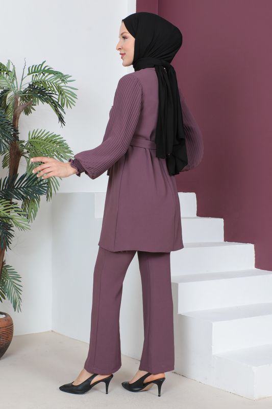 Kolları Pileli İkili Takım TSD230522 Gül Kurusu - 5