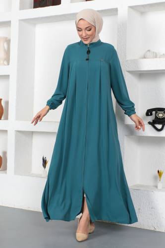 Kolu Lastikli Tesettür Ferace TSD230334 Mint Yeşili 