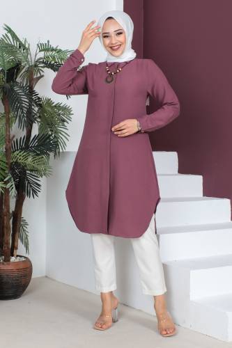 Kolyeli Tunik TSD230512 Mürdüm 