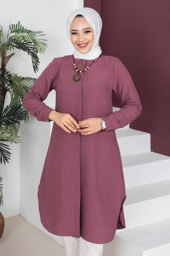 Kolyeli Tunik TSD230512 Mürdüm - Tesettür Dünyası (1)