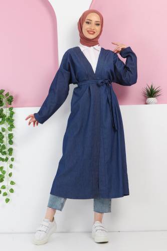 Kot Kimono TSD220342 Koyu Mavi - Tesettür Dünyası (1)