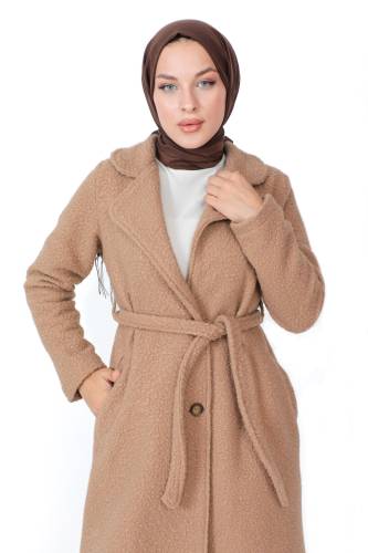 Kruvaze Yaka Buklet Kaban TSD230814 Camel - Tesettür Dünyası (1)