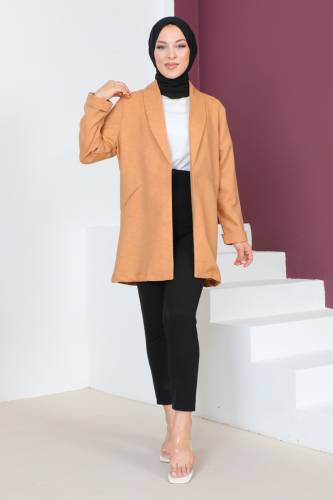 Kruvaze Yaka Ceket TSD230640 Taba 