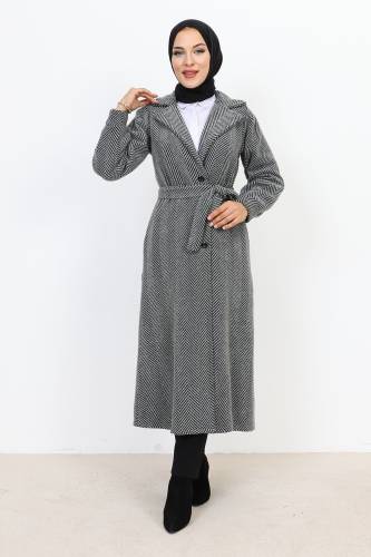 Kruvaze Yaka Düğmeli Kap TSD231111 Gri 