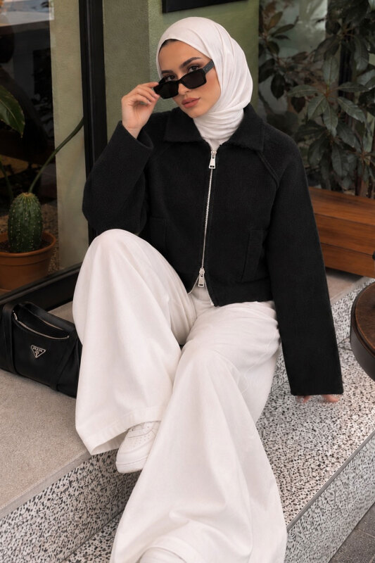 Laren Çift Fermuarlı Triko Hırka TSD260283 Siyah - 3