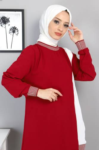 Lastik Detaylı Takım TSD220517 Bordo - Tesettür Dünyası (1)