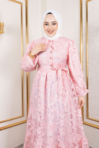 Lilyum Elbise TSD250182 Pembe - Tesettür Dünyası (1)