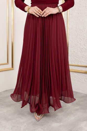 Lisa Volanlı Etek TSD250144 Bordo - Tesettür Dünyası (1)