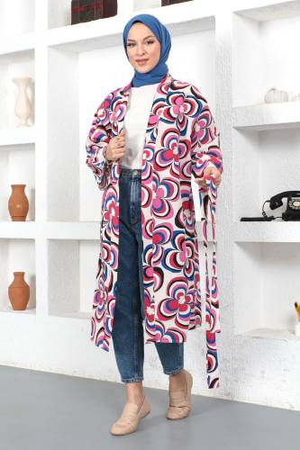 Manolya Desenli Kimono TSD230434 Pembe 