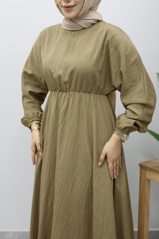 Mira Beli Lastikli Elbise TSD260245 Haki - 4