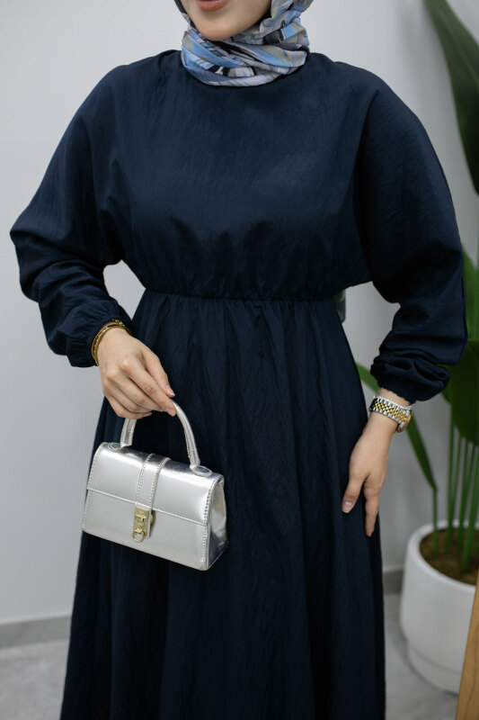 Mira Beli Lastikli Elbise TSD260245 Lacivert - 4
