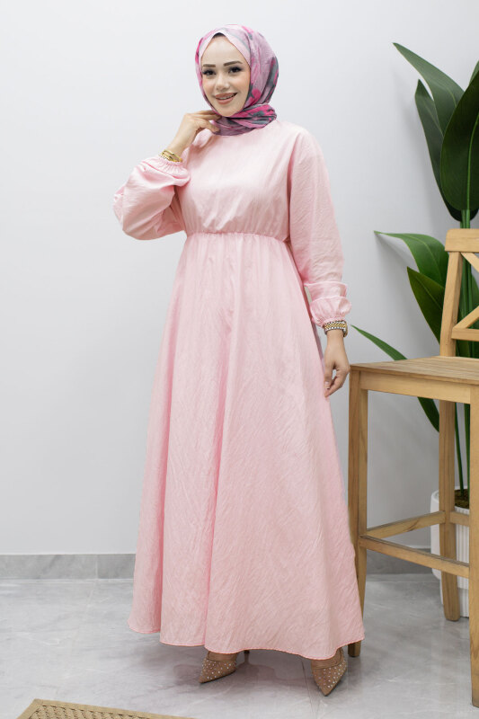 Mira Beli Lastikli Elbise TSD260245 Pembe - 3