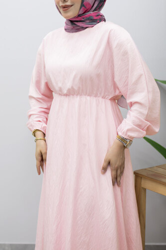 Mira Beli Lastikli Elbise TSD260245 Pembe - 4