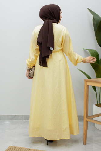 Mira Beli Lastikli Elbise TSD260245 Sarı - 6