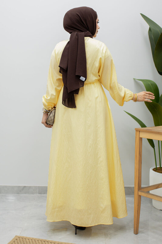 Mira Beli Lastikli Elbise TSD260245 Sarı - 6