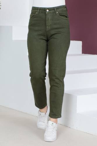 Mom Jean Pantolon TSD230531 Haki - Tesettür Dünyası (1)