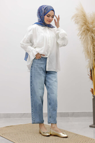 Mom Jean Pantolon TSD260123 Açık Mavi - TESETTÜR DÜNYASI