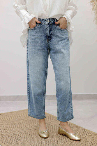 Mom Jean Pantolon TSD260123 Açık Mavi - TESETTÜR DÜNYASI (1)