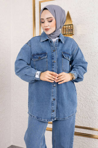 More Denim Takım TSD250101 Açık Mavi - Tesettür Dünyası (1)