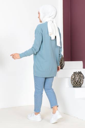 Nakışlı Triko Hırka TSD230722 Mavi - 5
