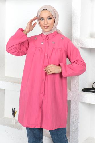 Omuzu Taşlı Tunik TSD230371 Pembe - Tesettür Dünyası (1)