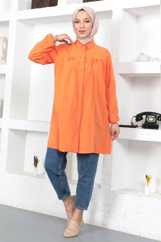 Omuzu Taşlı Tunik TSD230371 Turuncu - 1