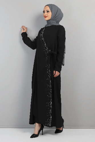 Önden Bağlamalı Elbise TSD220434 Siyah - 5