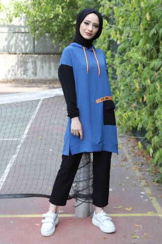 Önden Cepli Tunik TSD220528 İndigo 