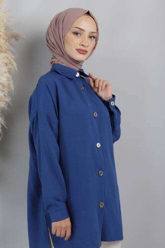 Önden Düğmeli Tunik TSD220637 İndigo - Tesettür Dünyası (1)