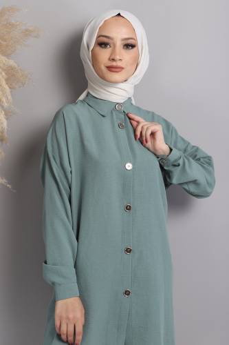 Önden Düğmeli Tunik TSD220637 Mint Yeşili - Tesettür Dünyası (1)