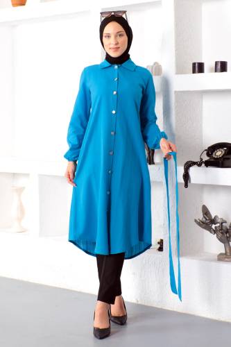 Önü Düğmeli Tunik TSD230101 Bebe Mavisi - Tesettür Dünyası (1)