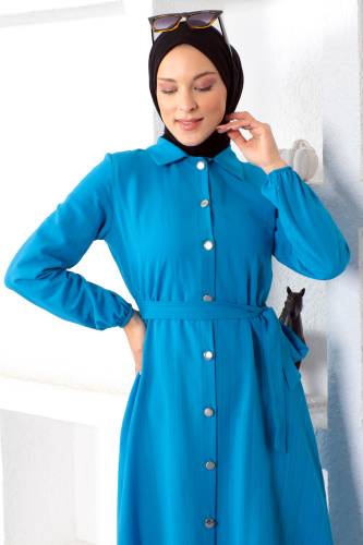 Önü Düğmeli Tunik TSD230101 Bebe Mavisi - 3