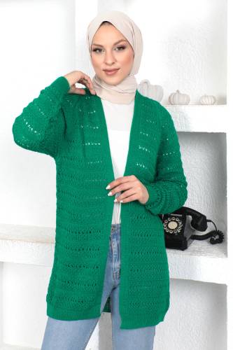 Örgülü Triko Hırka TSD230348 Yeşil 
