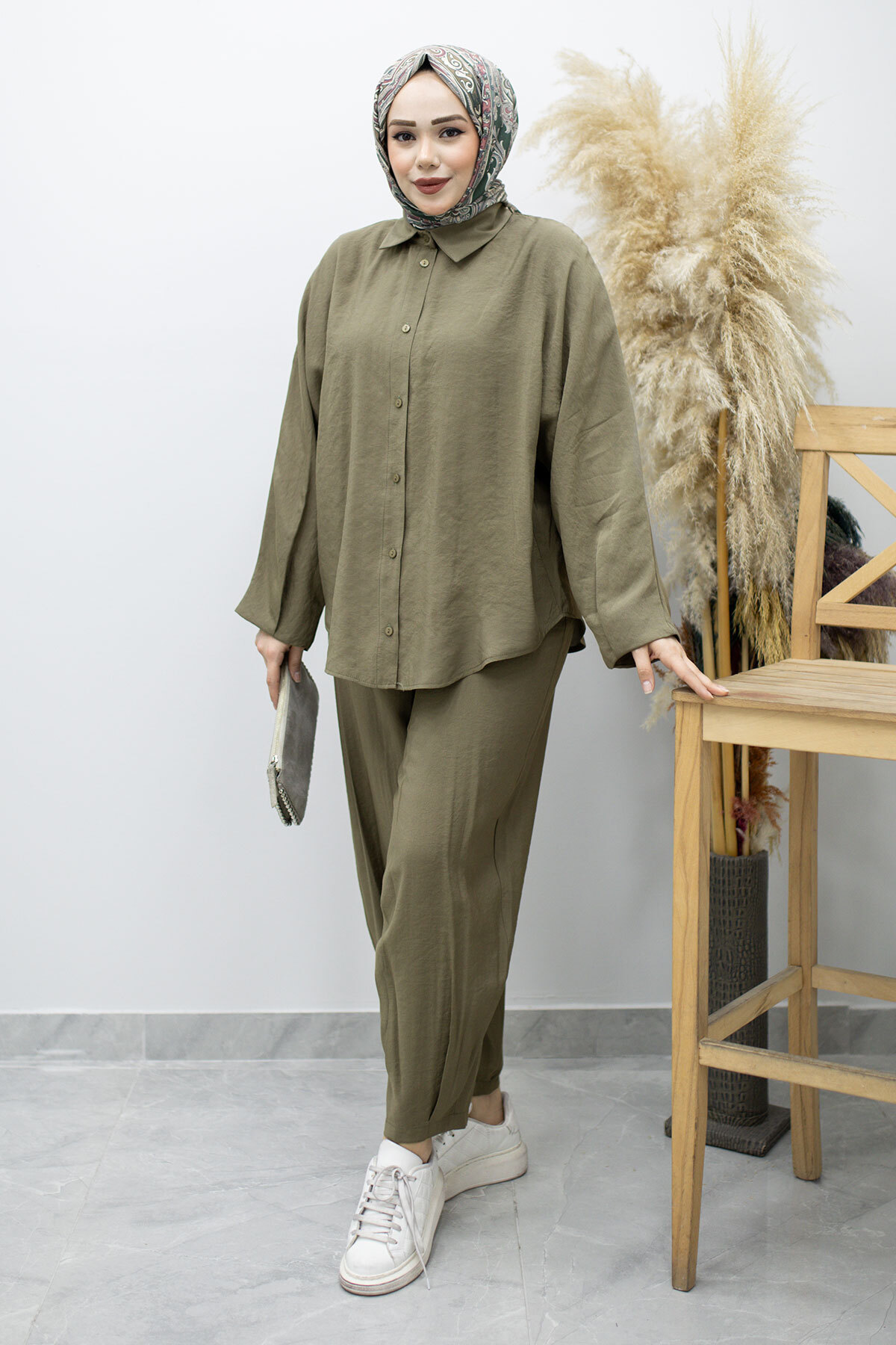 Oversize İkili Takım TSD260190 Haki