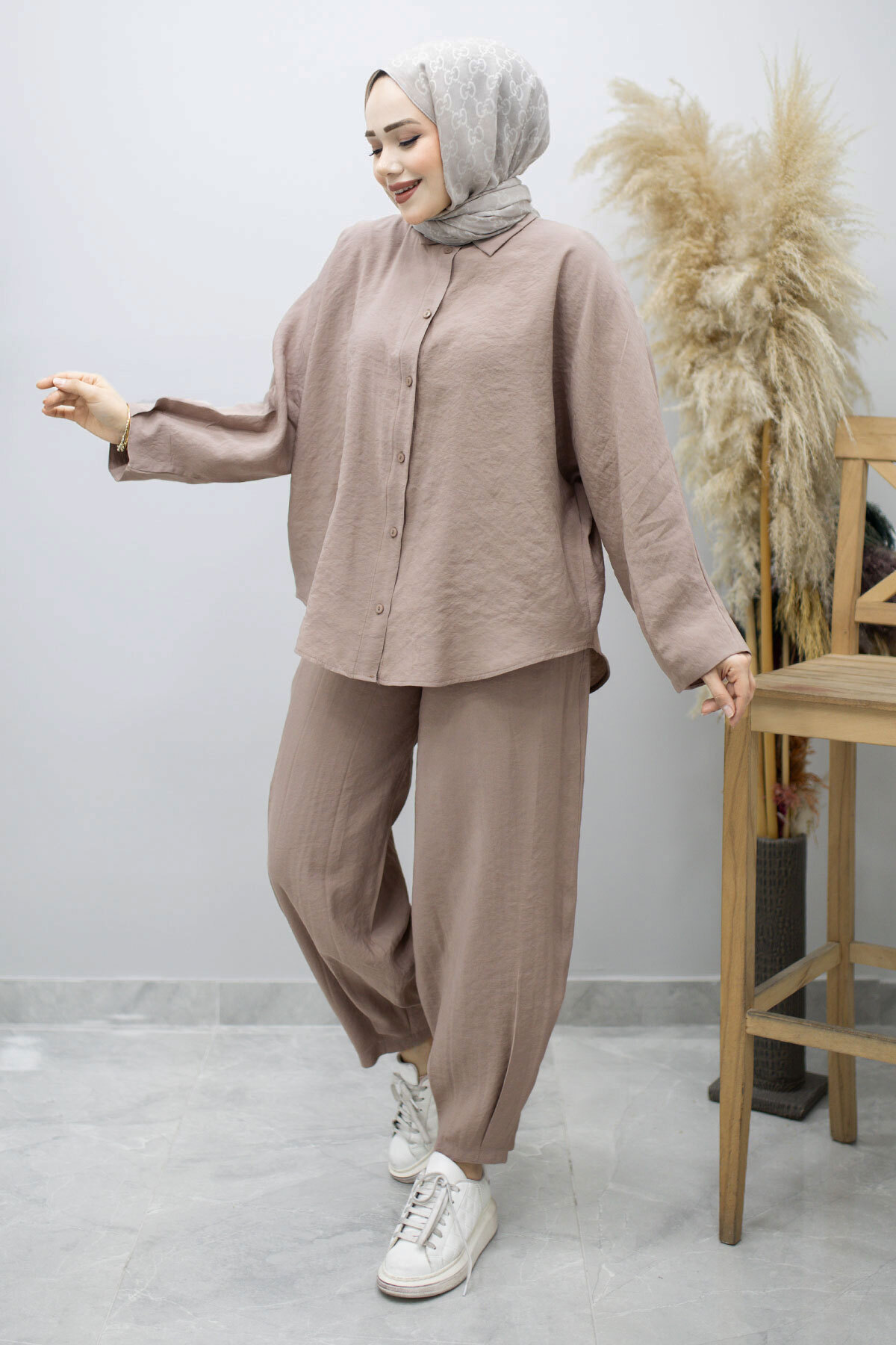 Oversize İkili Takım TSD260190 Vizon