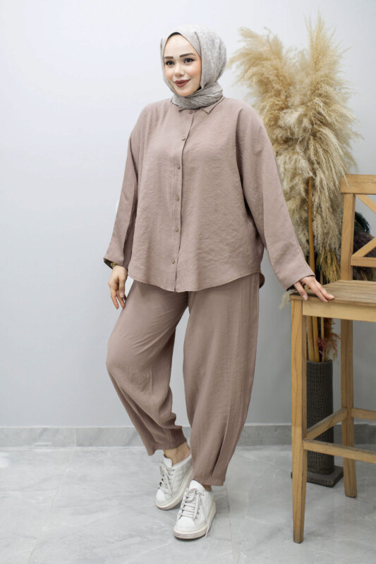 Oversize İkili Takım TSD260190 Vizon - 5
