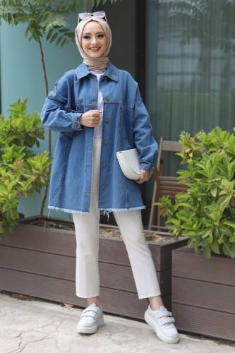 Oversize Kot Ceket TSD220508 Mavi 
