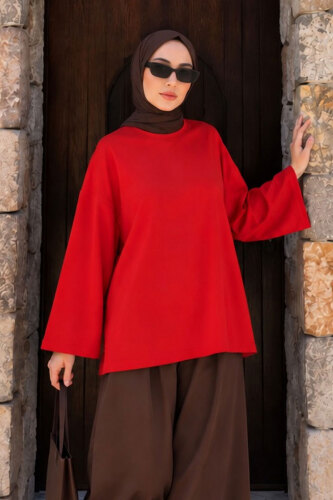 Oversize Oysho Sweat TSD260331 Kırmızı 