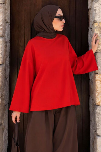 Oversize Oysho Sweat TSD260331 Kırmızı - 5