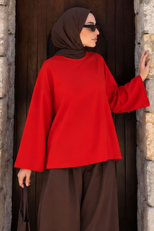 Oversize Oysho Sweat TSD260331 Kırmızı - 5