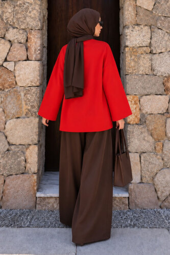 Oversize Oysho Sweat TSD260331 Kırmızı - 6