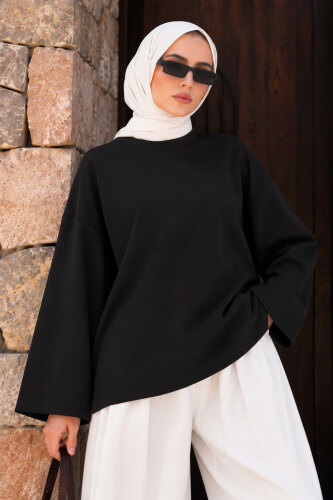 Oversize Oysho Sweat TSD260331 Siyah - 5