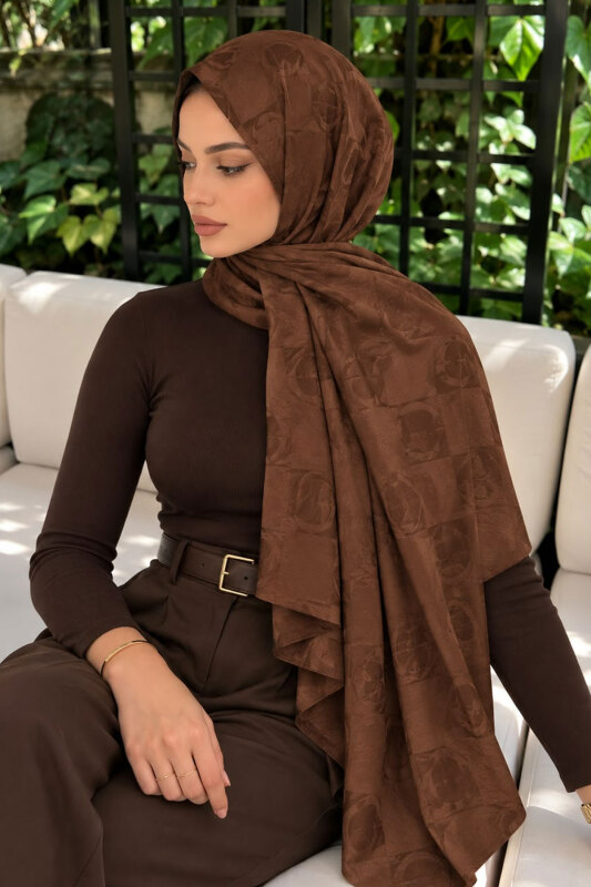 Pamuk Jakarlı Şal TSD260358 Taba - Tesettür Dünyası