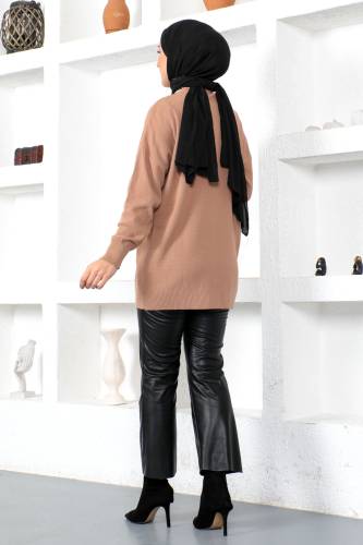Papatya Desenli Triko Hırka TSD230207 Vizon - 5