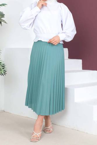 Pileli Etek TSD230429 Mint Yeşili - 1