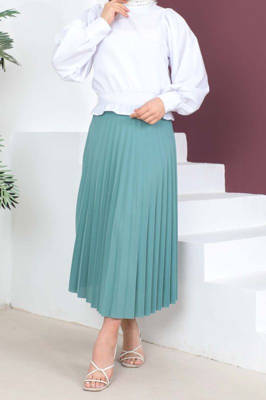 Pileli Etek TSD230429 Mint Yeşili - 1