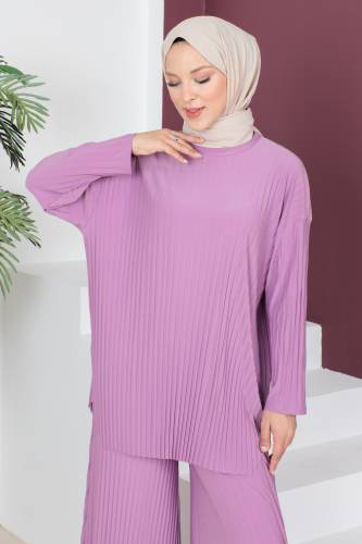 Piliseli İkili Takım TSD230518 Lila - Tesettür Dünyası (1)