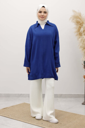Polo Yaka Triko Tunik TSD260116 İndigo 